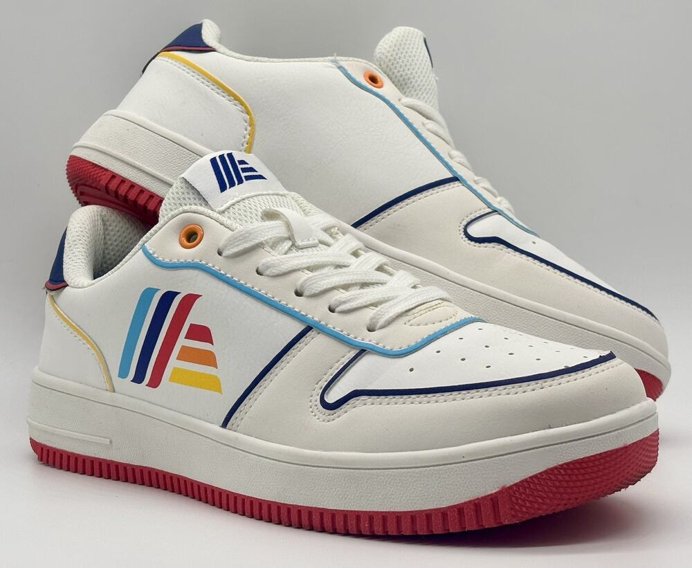 ALDI Gear Women’s 7 Sneakers 2024 Limited Edition Rainbow Logo White Red Sole